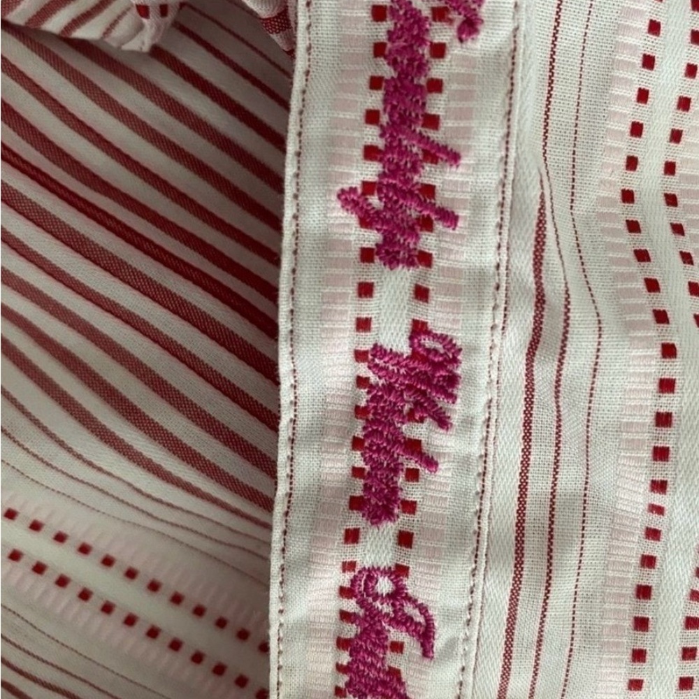 Robert Graham Woman’s  Pink Striped Floral Embroidered Button Down Shirt - Picture 7 of 8